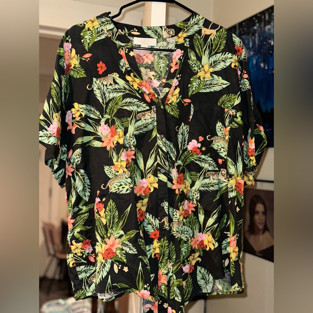 Macys Charter Club Linen Tie Blouse
